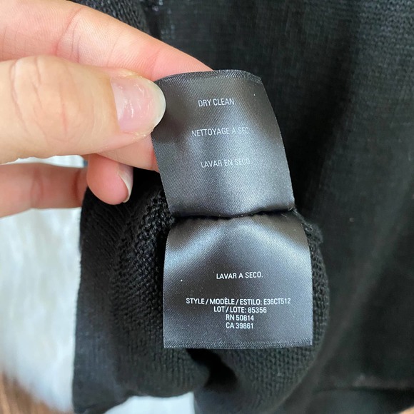 Elie Tahari | Black Linen Cardigan Ruffle Front - Picture 7 of 7